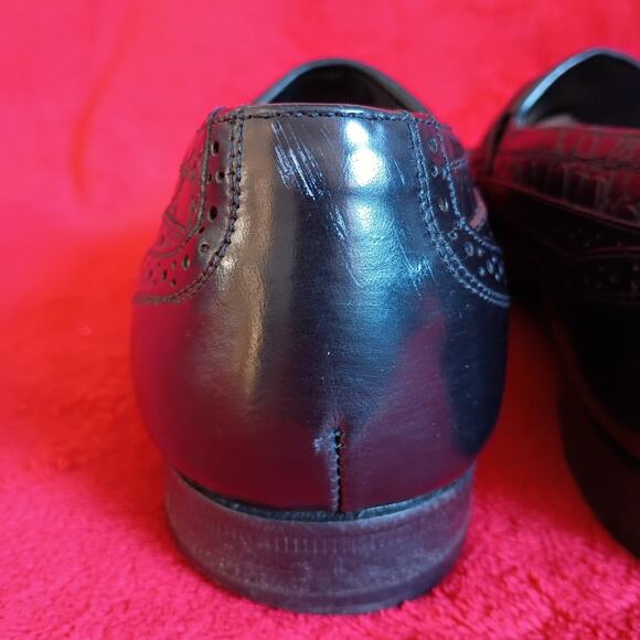 VTG Leather Kiltie Loafers Wingtip Brogue Detail Men Sz 10D Black Old Money 80s